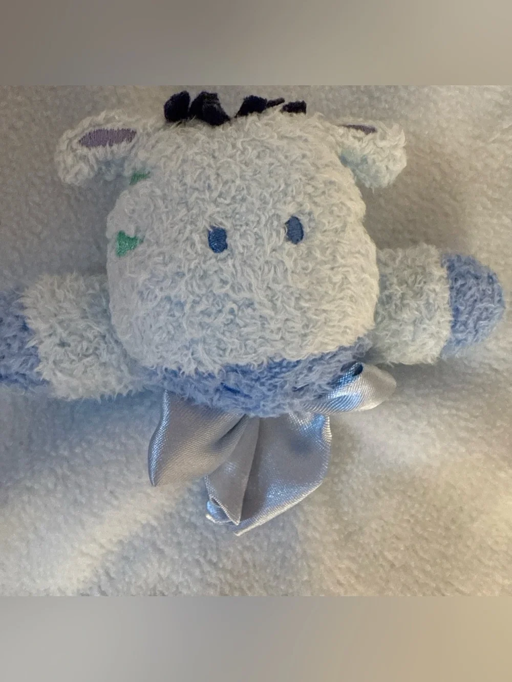 Carters Blue Zebra Lovey Giraffe Child of Mine Blanket Rattle Satin BEST FRIEND